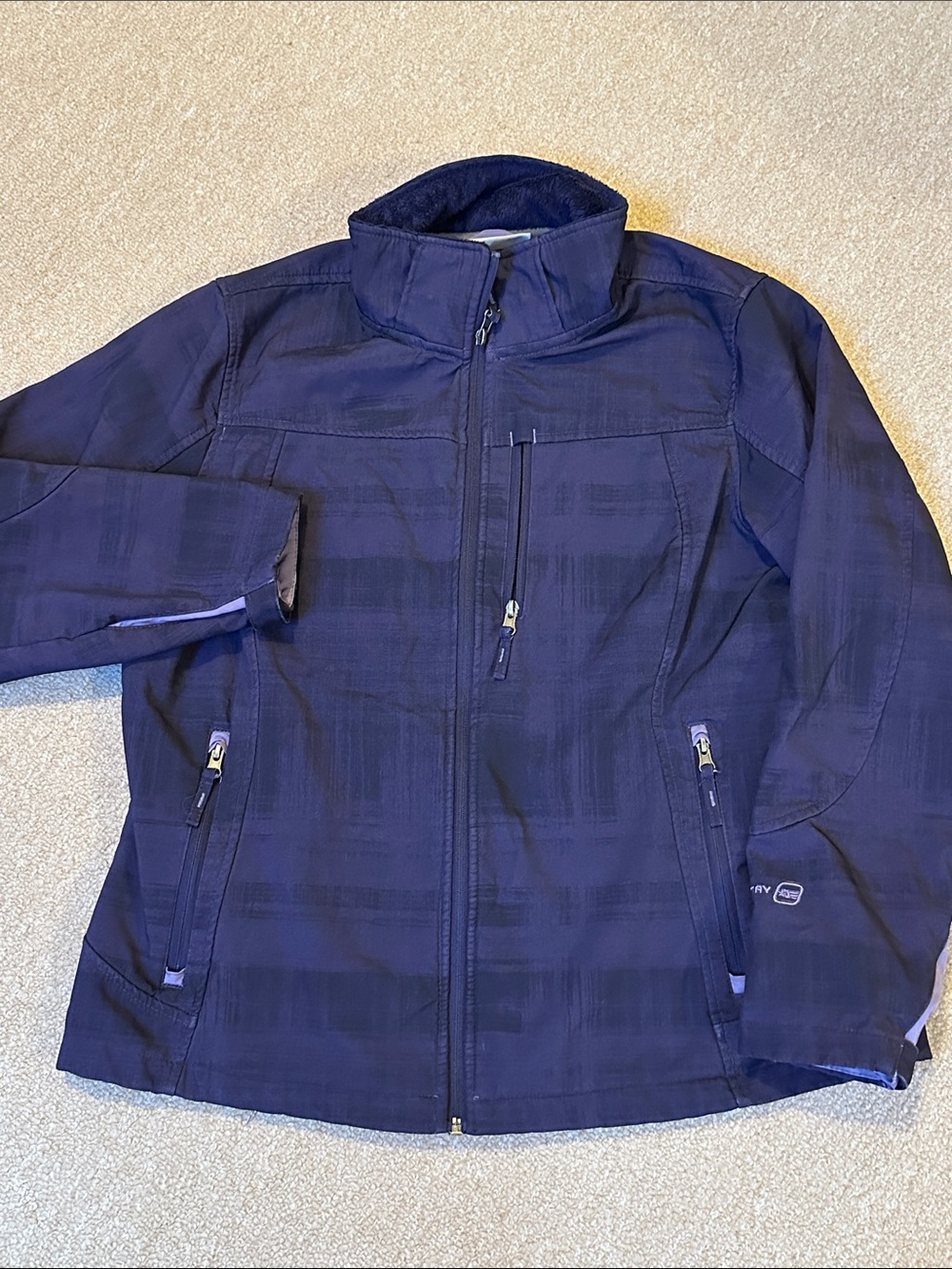 Purple Winter Jacket Free Country Fleece Lined Zip Pockets XL